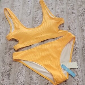 Cupshe Vibrant Yellow Ribbed Bikini Set